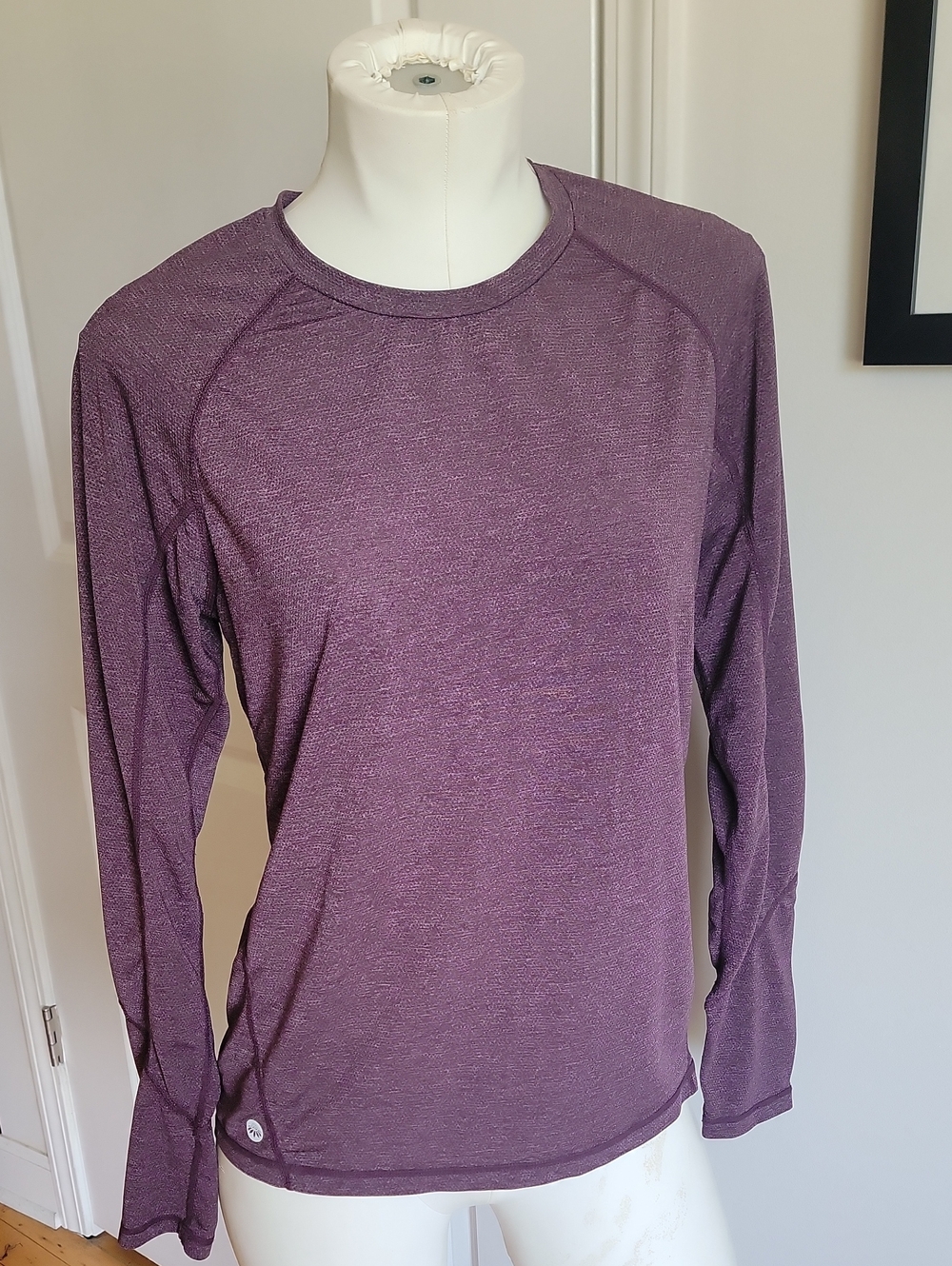 Senita Athletics Heather Plum Purple Space Dye Long Sleeve Base Layer Small S